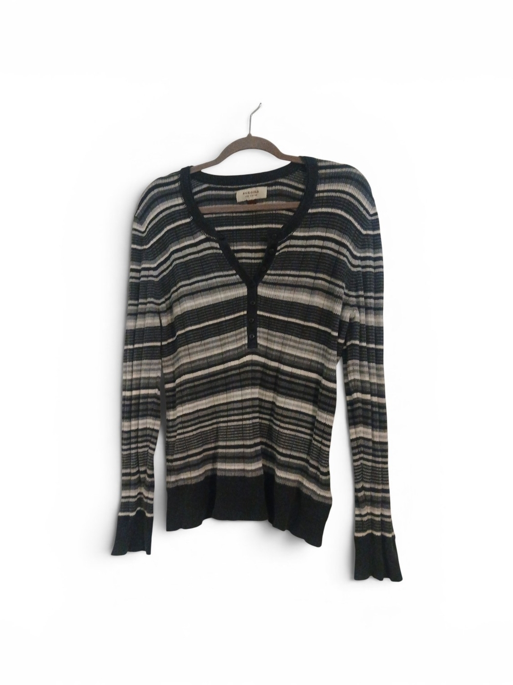 Striped Knit Top in Black and Cream